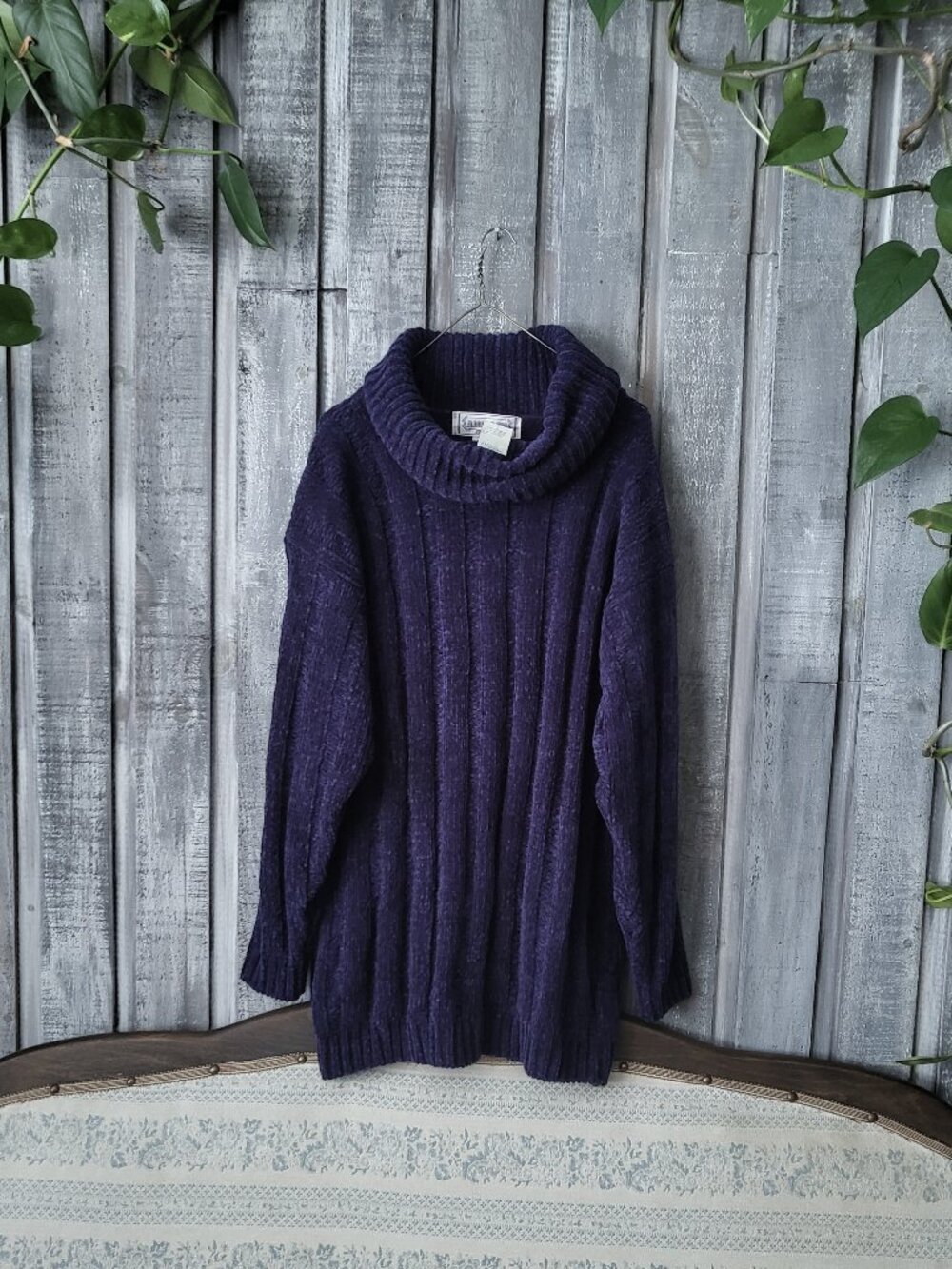 Vintage NOS 1990 Amilano Collection Navy Blue Chenille Sweater Deadstock M
